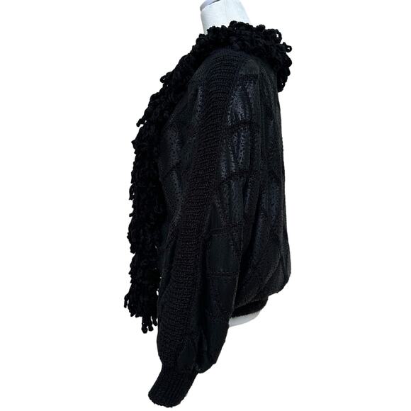 Mendoza Crespo Black Knit Jacket - Unique Design - Size Large - Picture 2 of 7